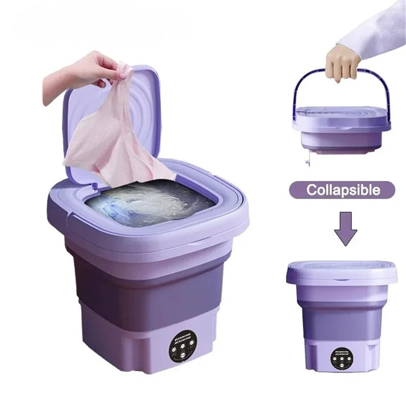 8L Portable Small Foldable Washing Machine with Spin Dryer