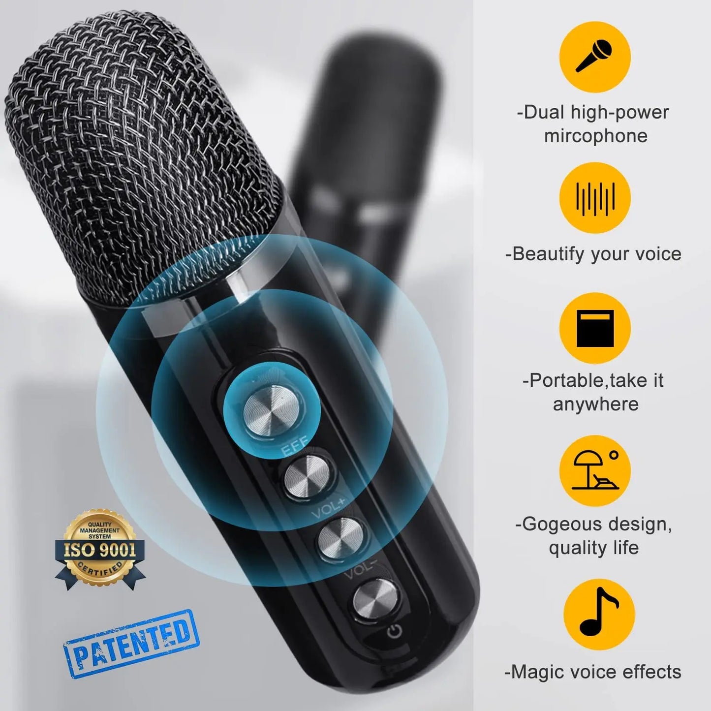 Portable Dual Karaoke Machine with Dual Microphones