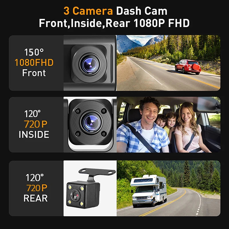3 Channel WIFI Dash Cam for Cars