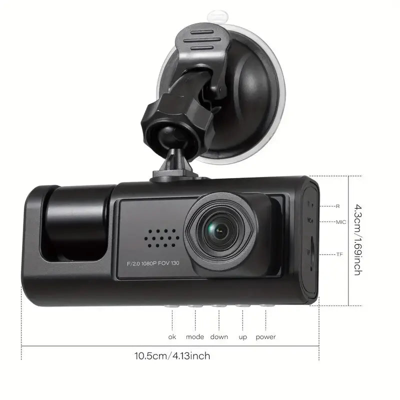 HD 3 Channel Car Dashcam