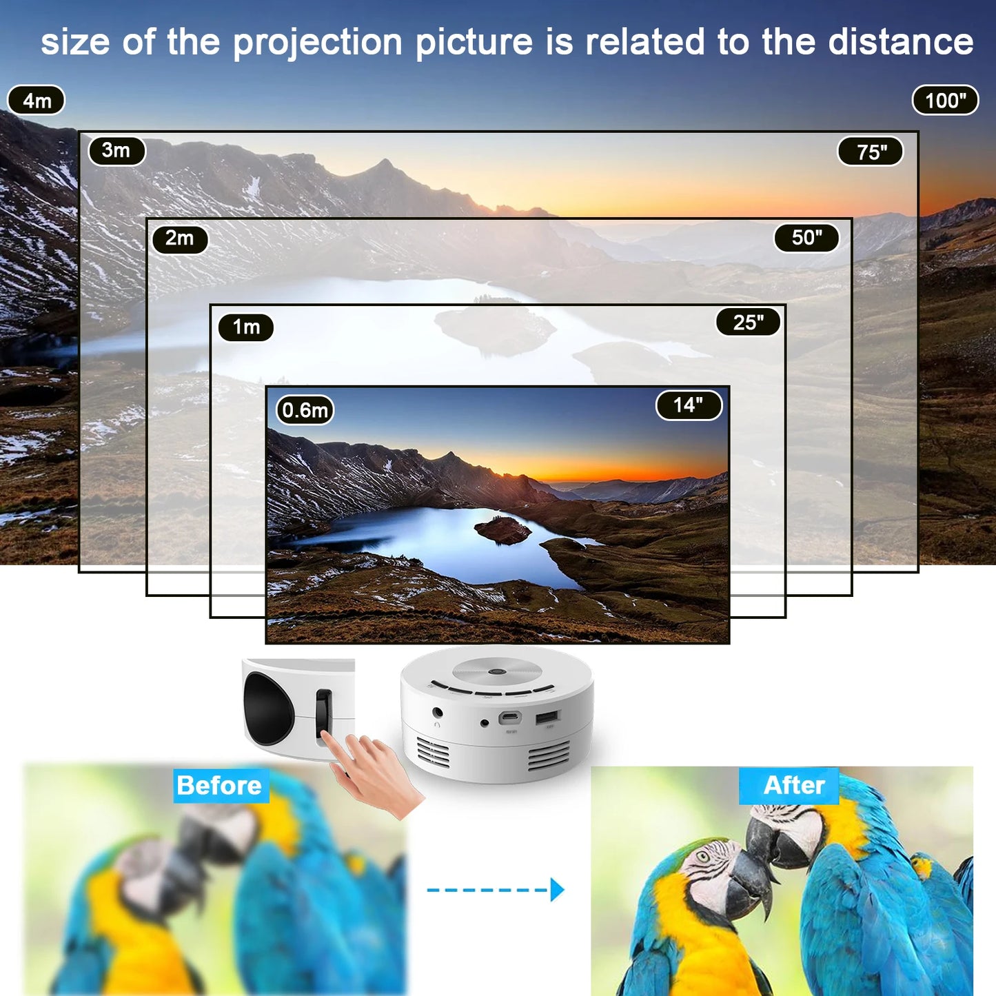 YT200 LED Mobile Video Mini Projector