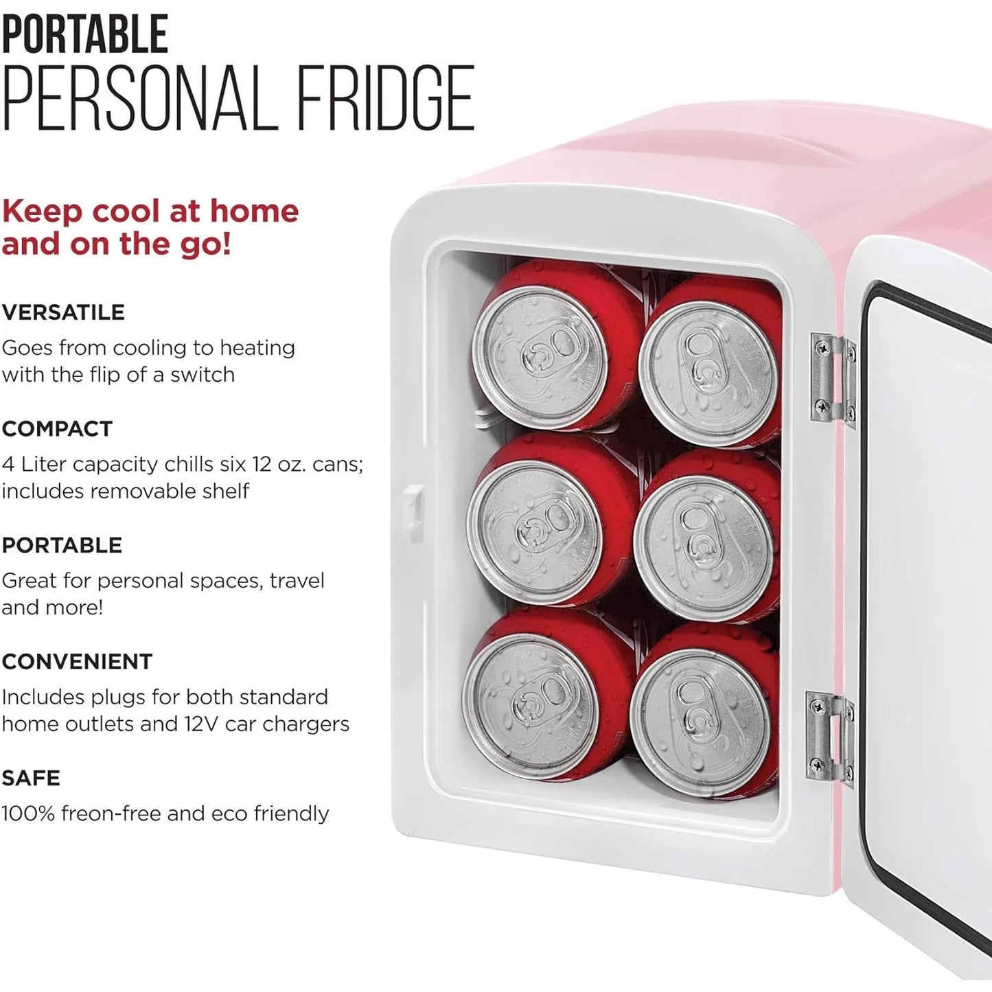 Mini Portable Pink Personal Fridge